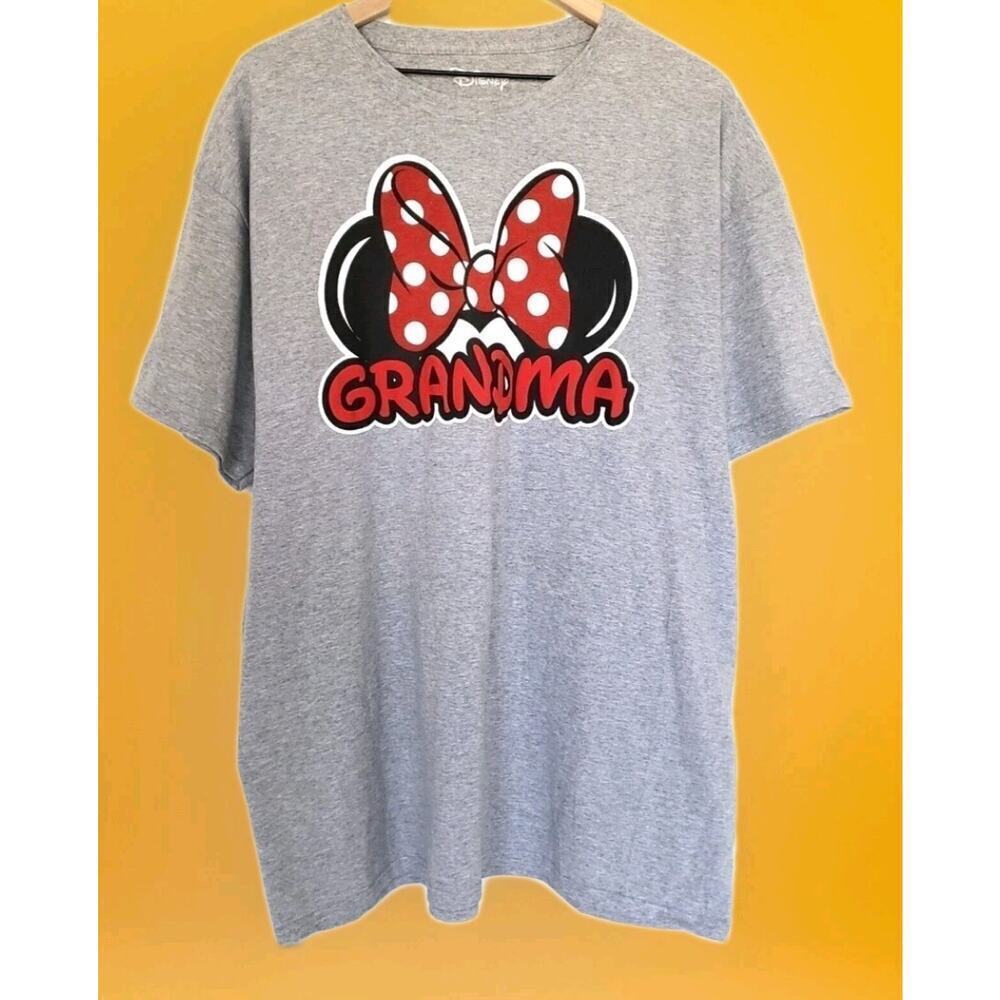 Disney Women XL Red Minnie Mouse Dotted Bow GRANDMA Shirt Short Sleeve A129 New